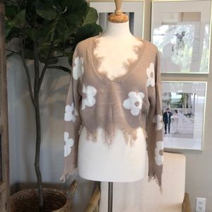 Flower cropped sweater